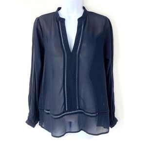 Michael Kors Women Blouse Blue Sheer Long Sleeve Sz XS